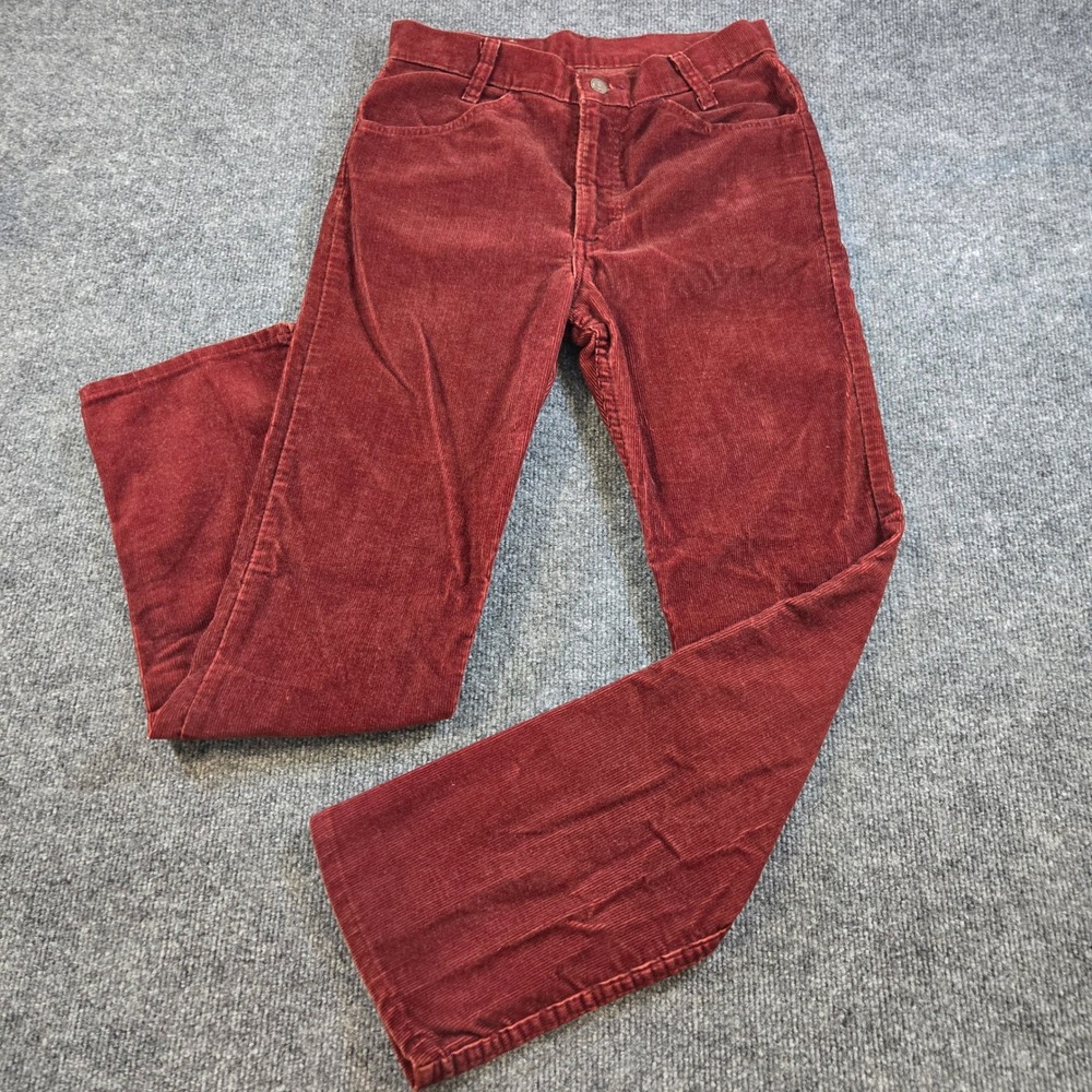 Vintage 1984 Levis 719 Student Corduroy Pants Rust Burgundy USA 30x30 WhiteTab